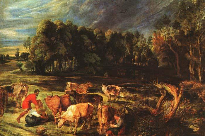 RUBENS, Pieter Pauwel Landscape with Cows oil painting picture